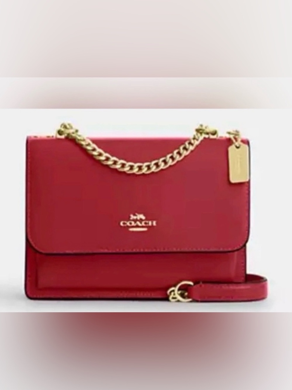 ❤️Coach NWT True Red Mini Klare Crossbody Bag with Gold Chain Strap &Hardware - Picture 1 of 9